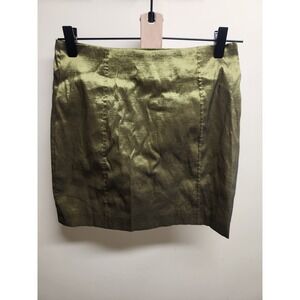4th + Reckless Skirt Womens Medium‎ M Olive Green Metallic Mini